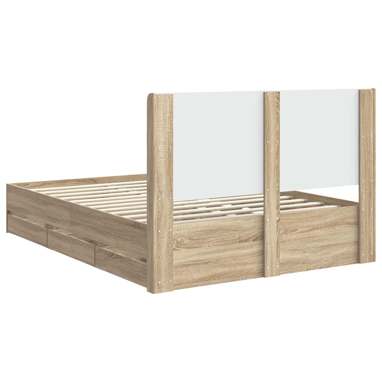 Sengestel med opbevaring og hovedgærde Sonoma-eg 150 x 200 cm