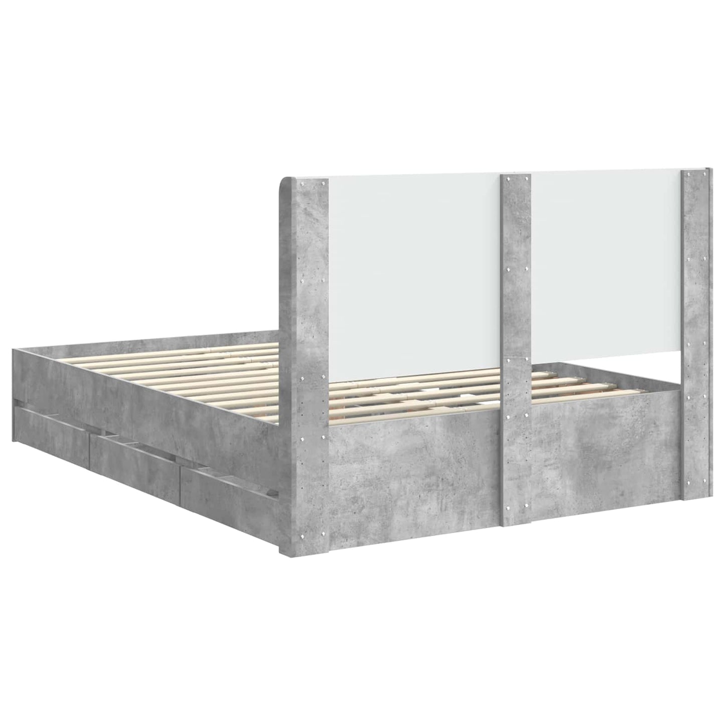 Sengestel med opbevaring og hovedgærde Betongrå 150 x 200 cm