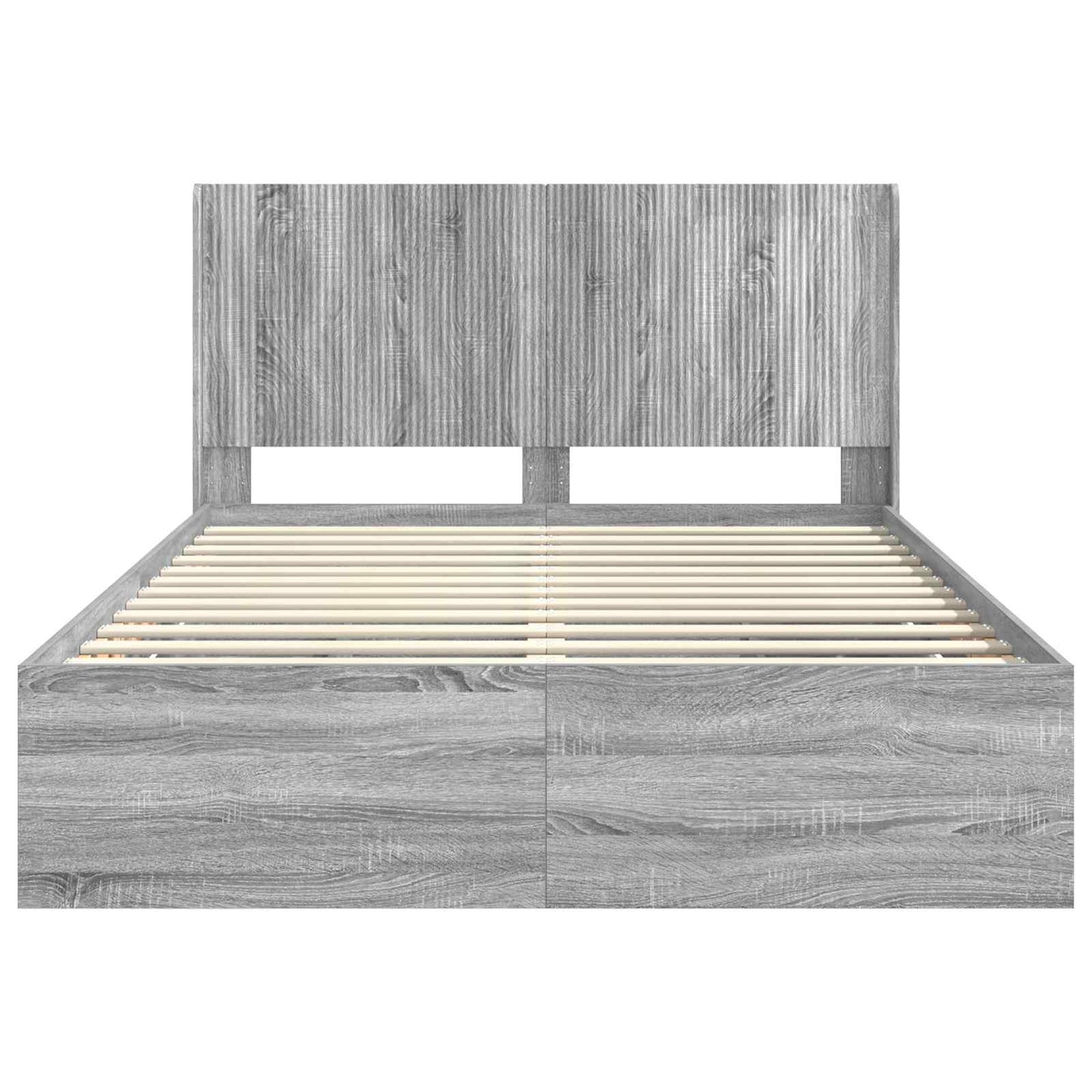 Sengestel med opbevaring og hovedgærde med skuffe Grå sonoma-eg