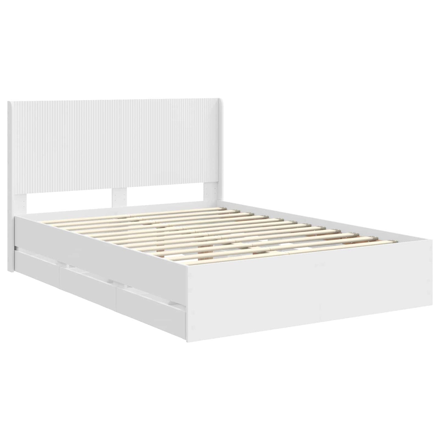Sengestel med opbevaring og hovedgærde Hvid 140 x 190 cm