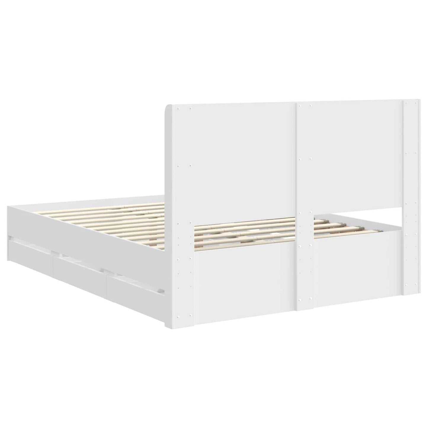 Sengestel med opbevaring og hovedgærde Hvid 140 x 190 cm