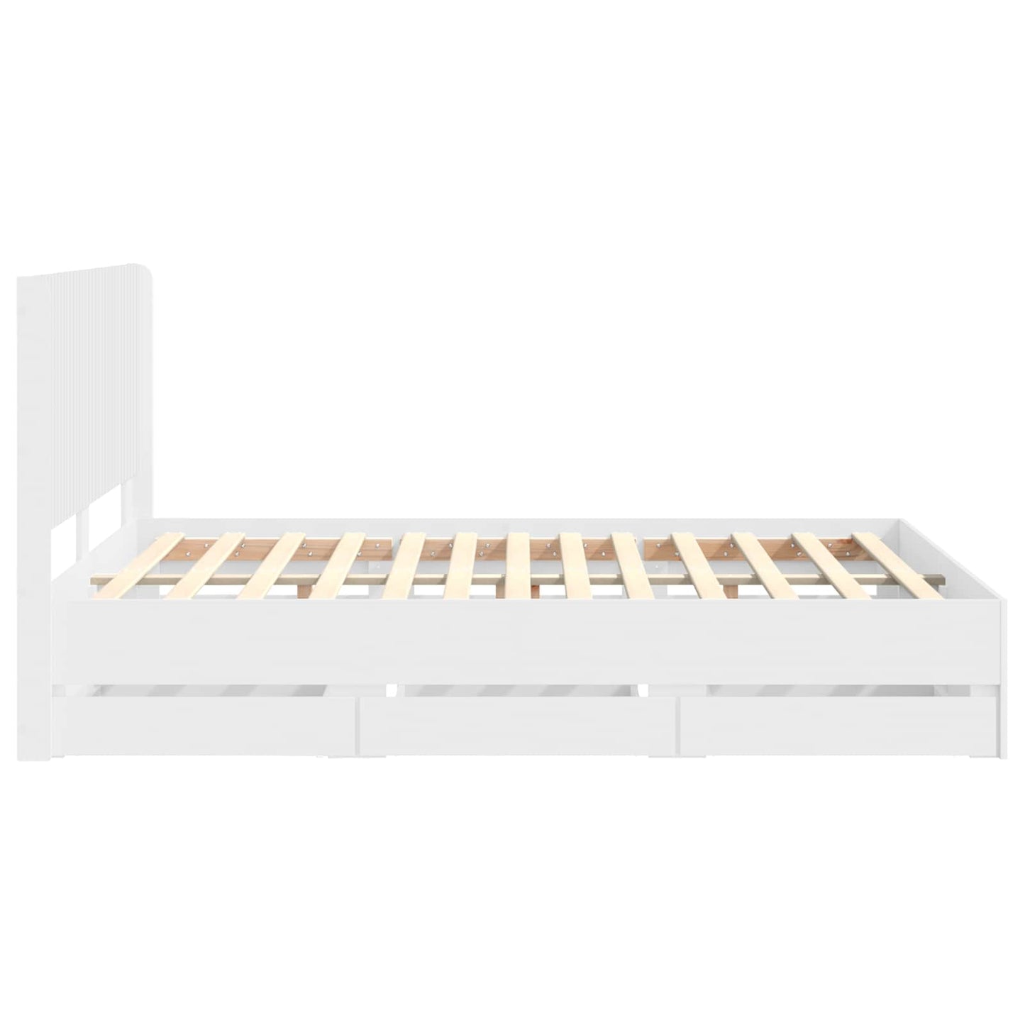 Sengestel med opbevaring og hovedgærde Hvid 140 x 190 cm