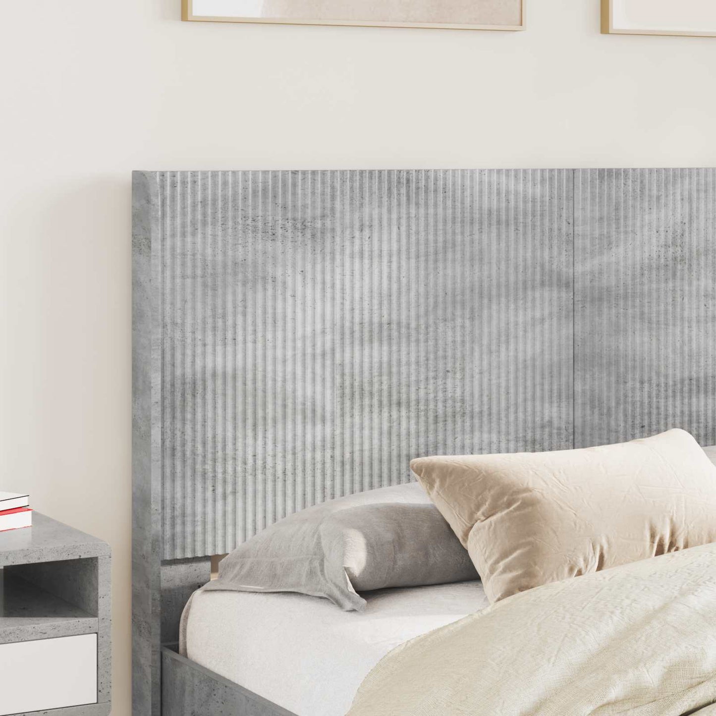 Sengestel med opbevaring og hovedgærde Betongrå 135 x 190 cm