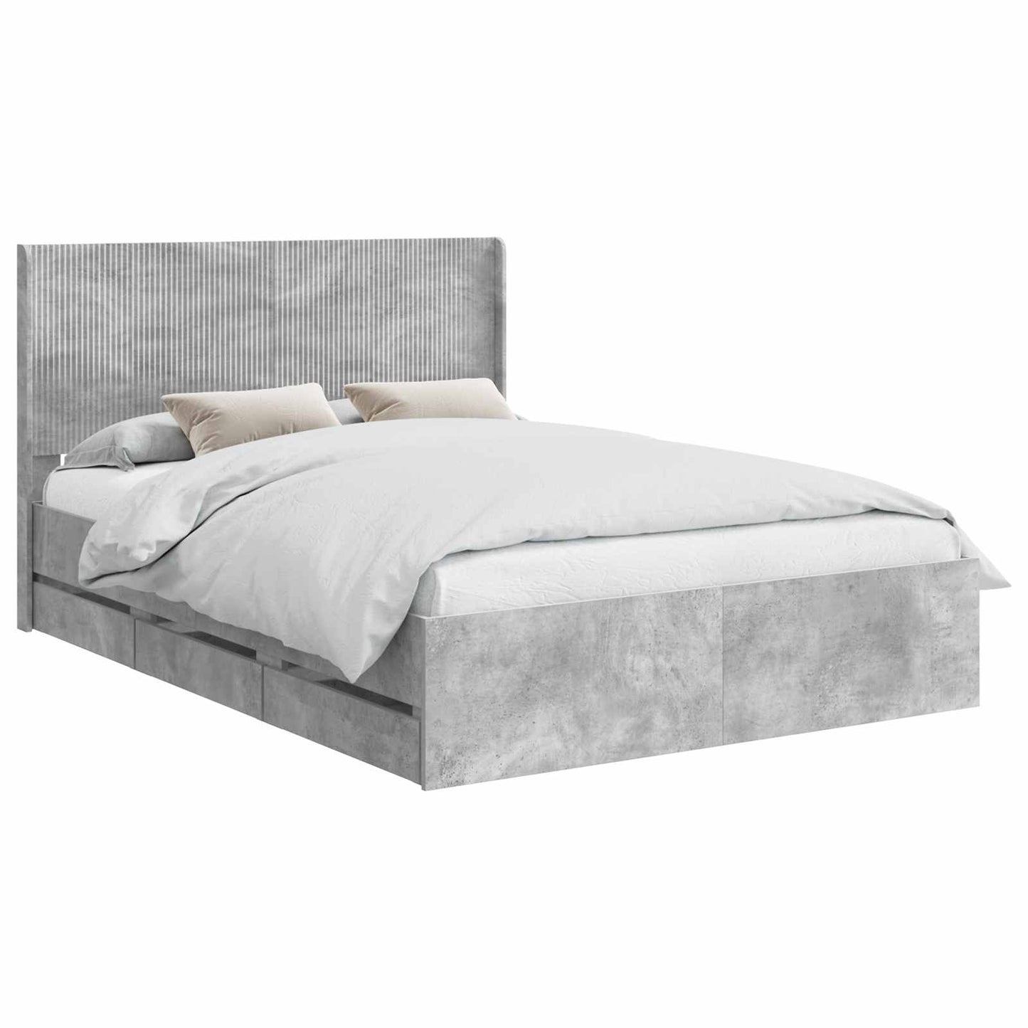 Sengestel med opbevaring og hovedgærde Betongrå 135 x 190 cm
