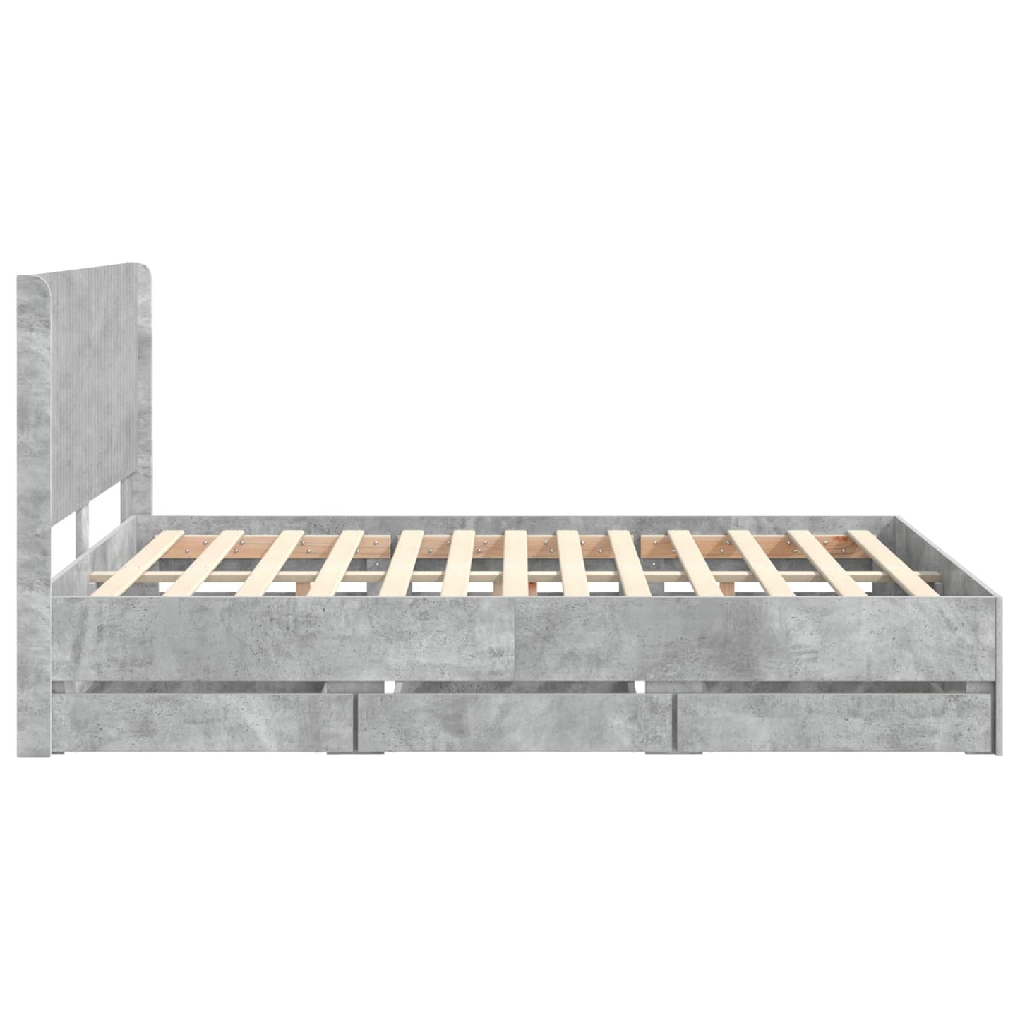 Sengestel med opbevaring og hovedgærde Betongrå 135 x 190 cm