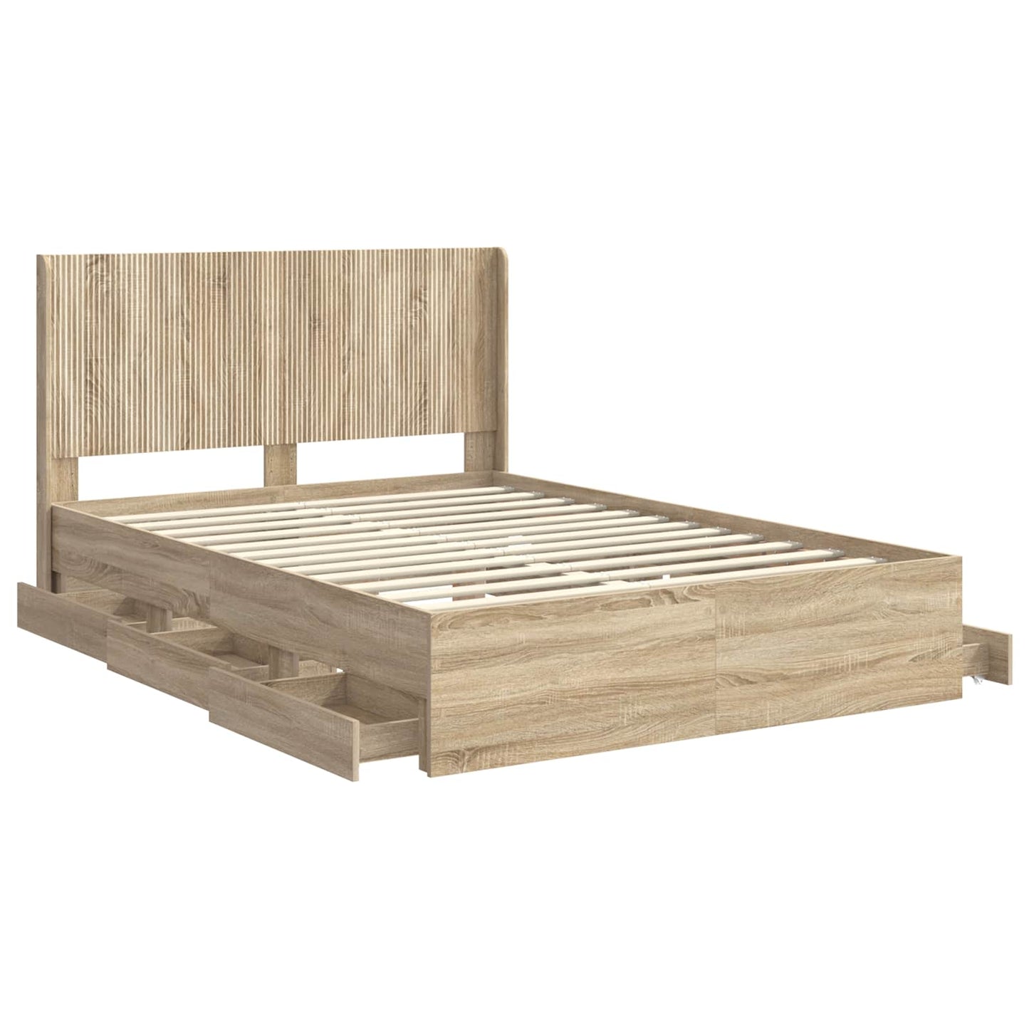 Sengestel med opbevaring og hovedgærde Sonoma-eg 120 x 190 cm