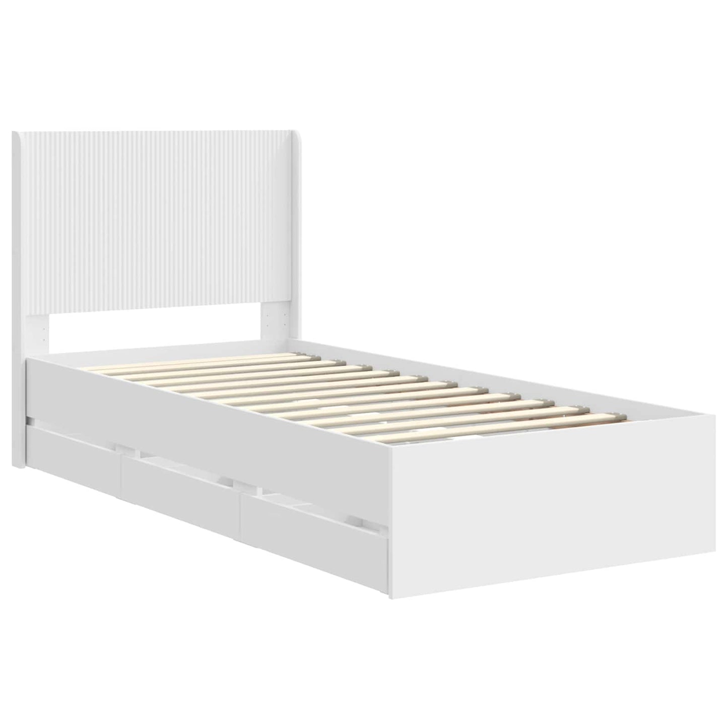 Sengestel med opbevaring og hovedgærde Hvid 75 x 190 cm