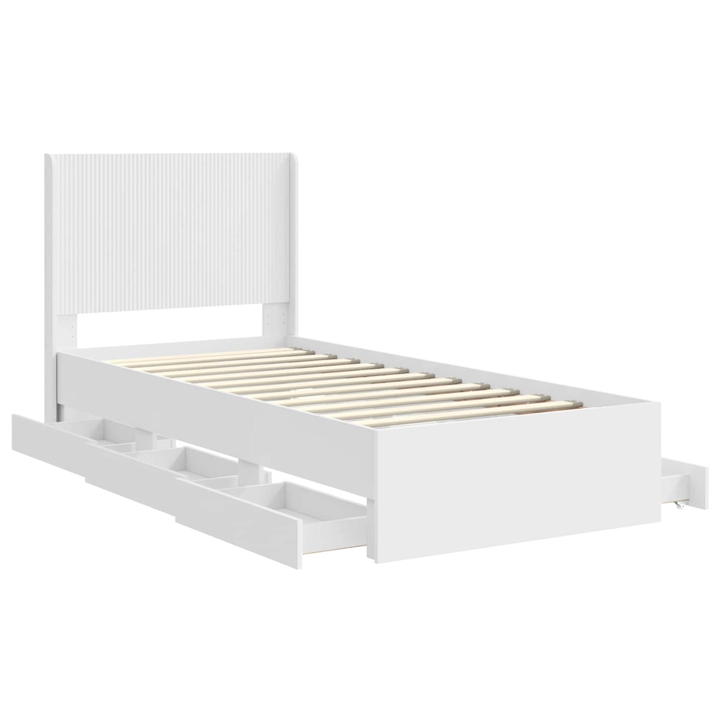 Sengestel med opbevaring og hovedgærde Hvid 75 x 190 cm