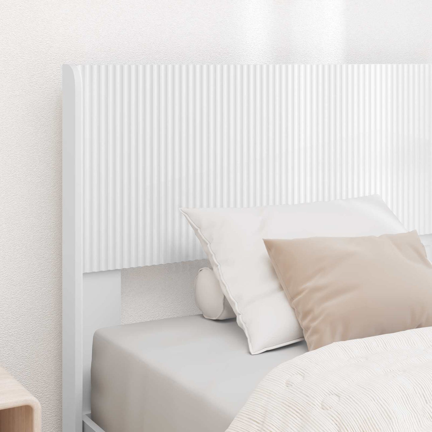 Sengestel med opbevaring og hovedgærde Hvid 90 x 190 cm