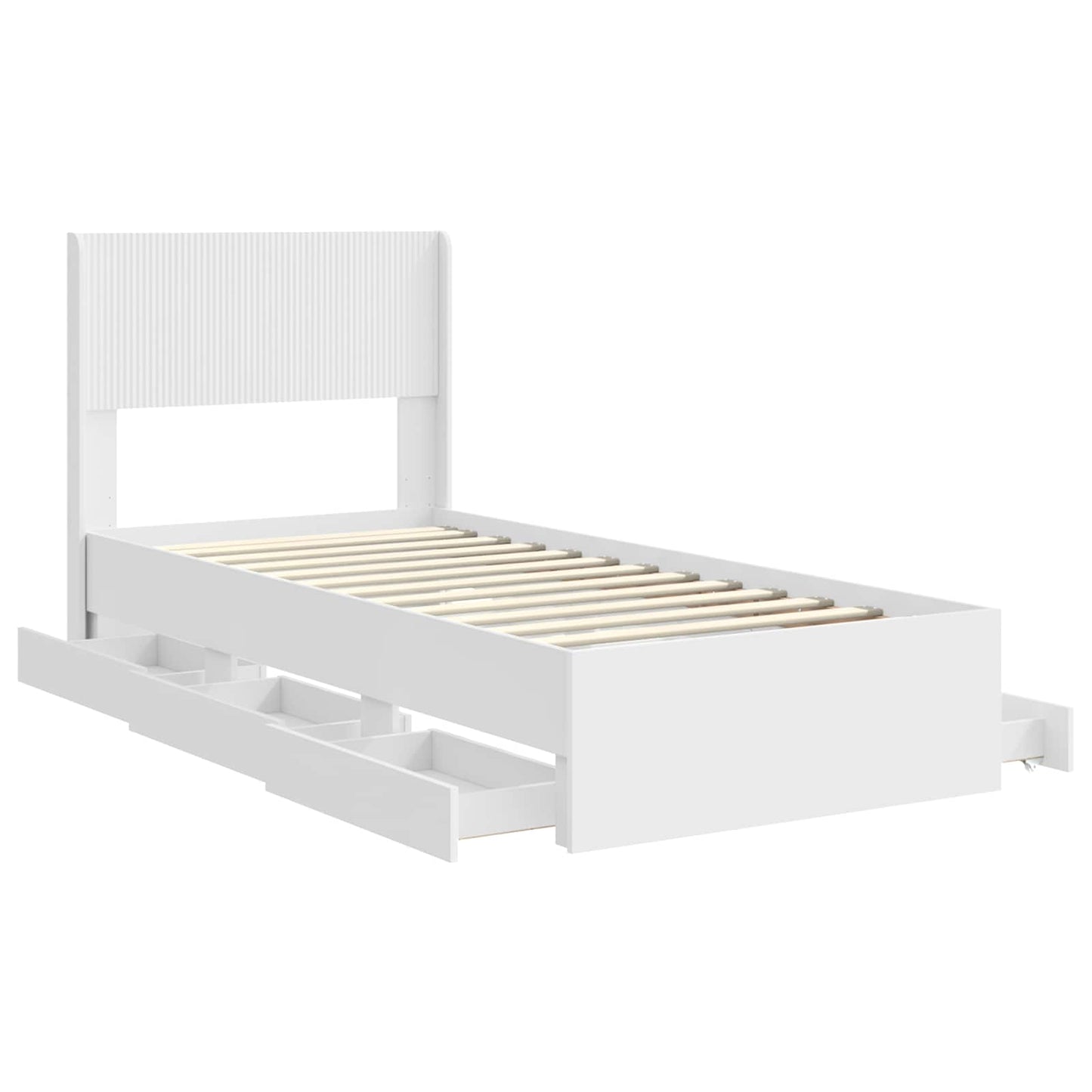 Sengestel med opbevaring og hovedgærde Hvid 90 x 190 cm