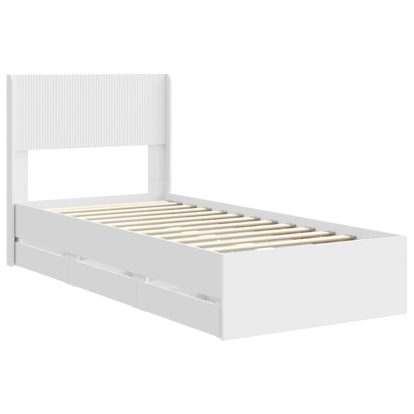 Sengestel med opbevaring og hovedgærde Hvid 75 x 190 cm