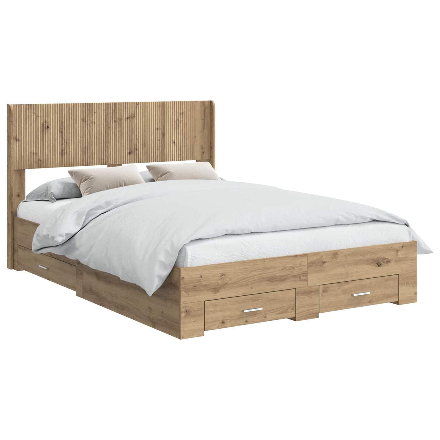 Sengestel med opbevaring og hovedgærde Artisan-eg 120 x 190 cm
