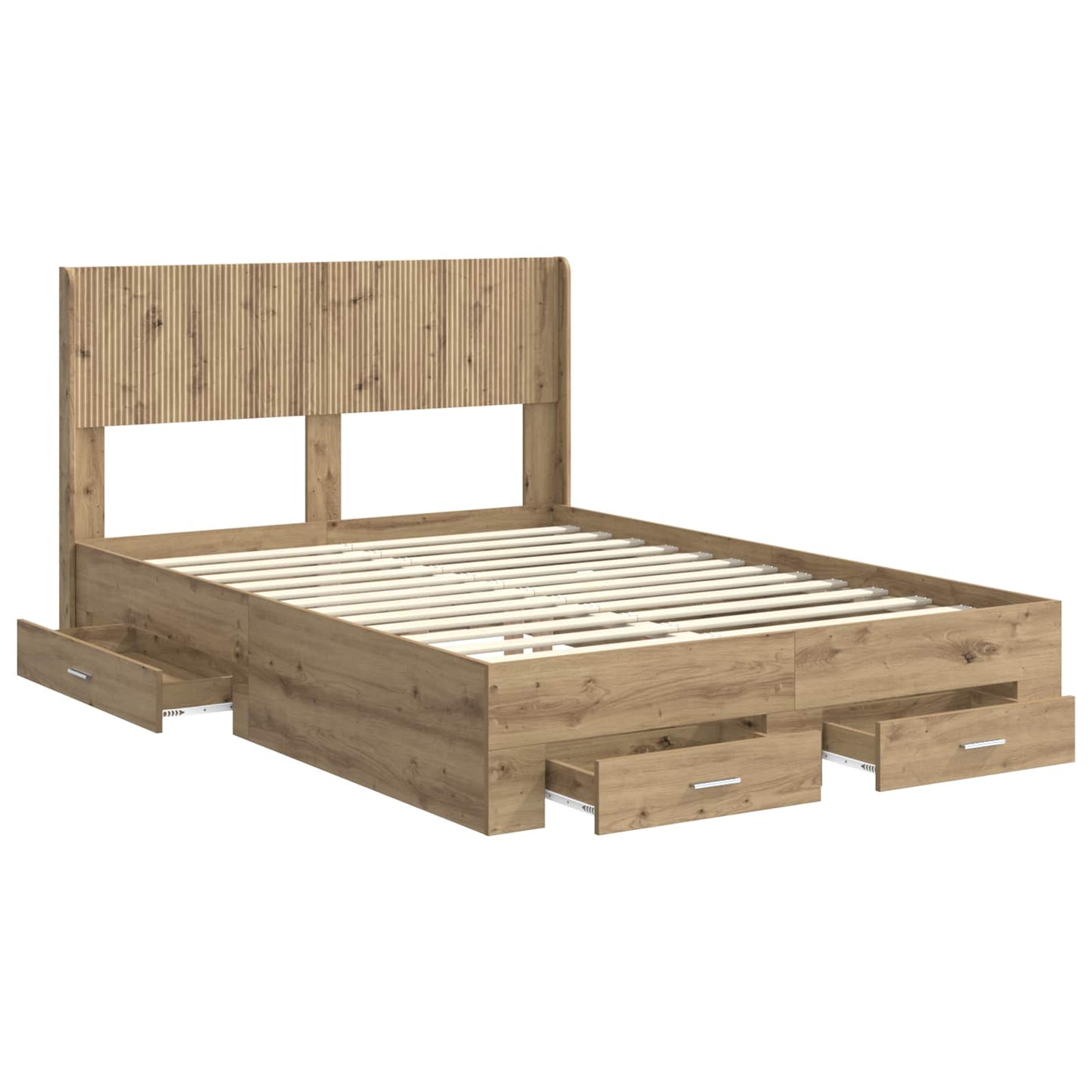 Sengestel med opbevaring og hovedgærde Artisan-eg 120 x 190 cm