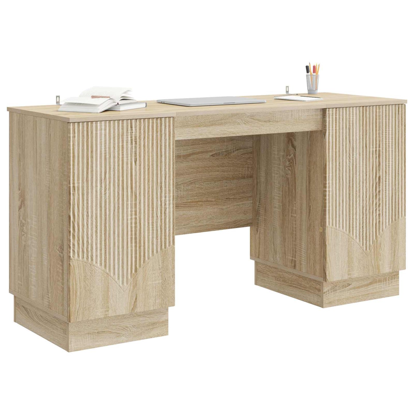 Bord med hylde Sonoma-eg 142,5 x 50 x 75 cm Konstrueret træ
