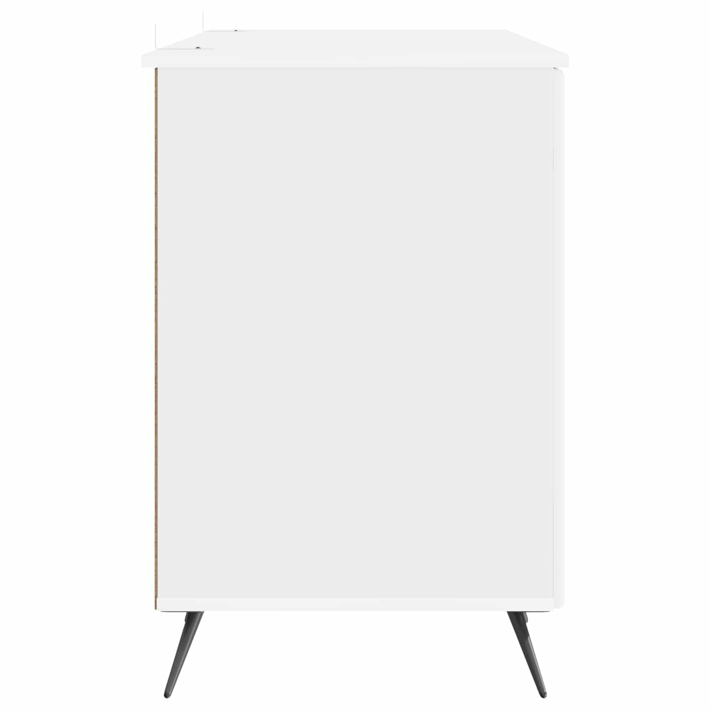 Bord med hylde Hvid højglans 142,5 x 50 x 75 cm Konstrueret træ