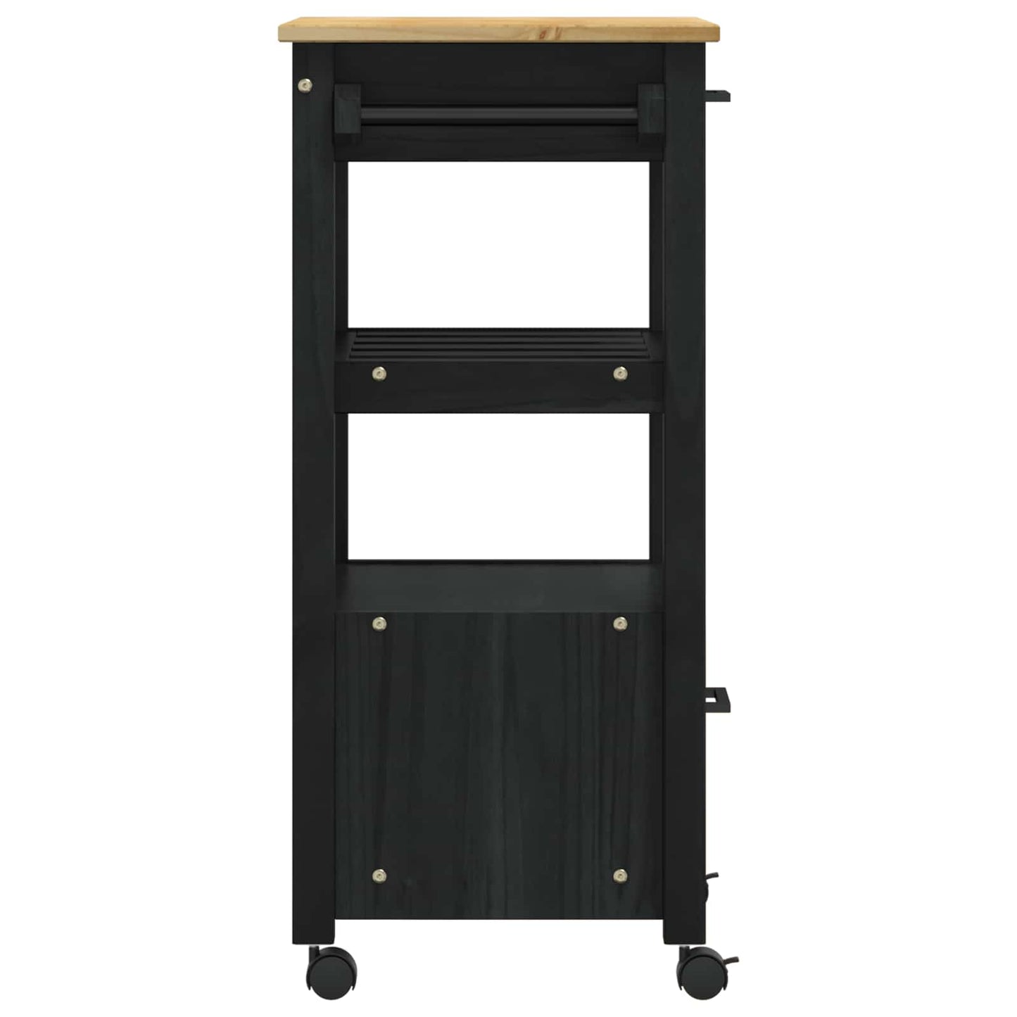 Køkkenvogn MONZA Sort 48 x 40 x 88,5 cm Massivt fyrretræ