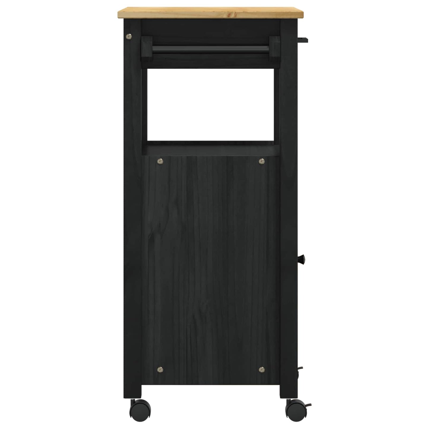 Køkkenvogn MONZA Sort 48 x 40 x 88,5 cm Massivt fyrretræ