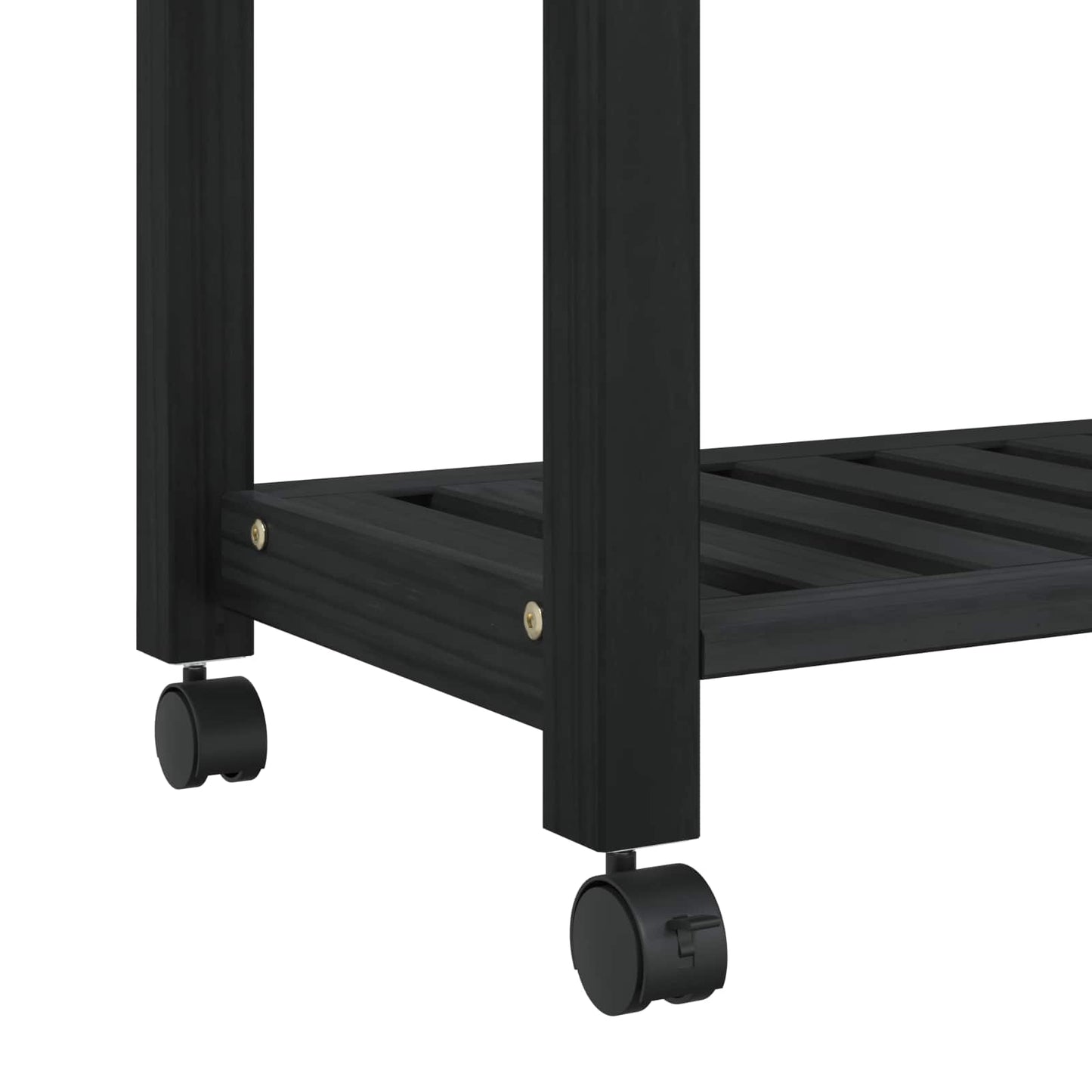 Køkkenvogn MONZA Sort 60 x 40 x 88,5 cm Massivt fyrretræ