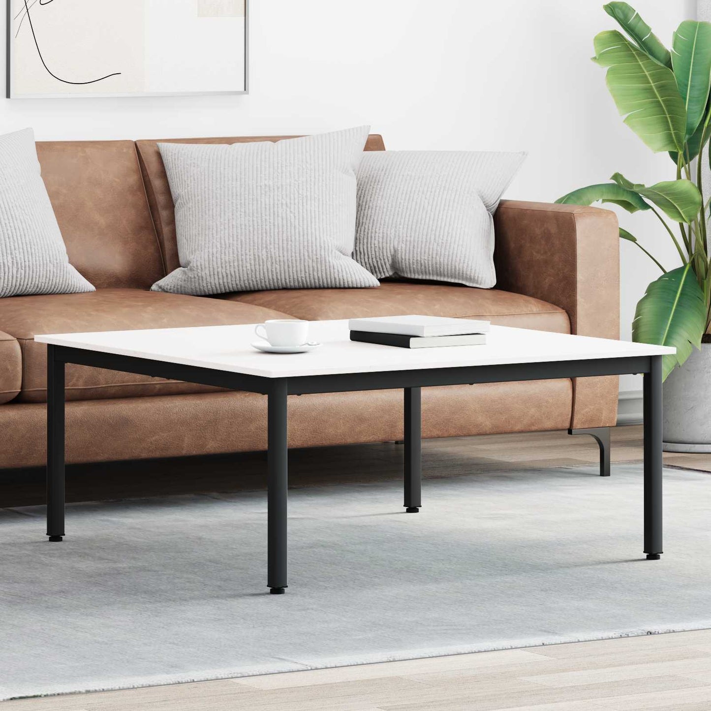 Sofabord Hvid 100 x 100 x 45 cm Massiv fyrretræ