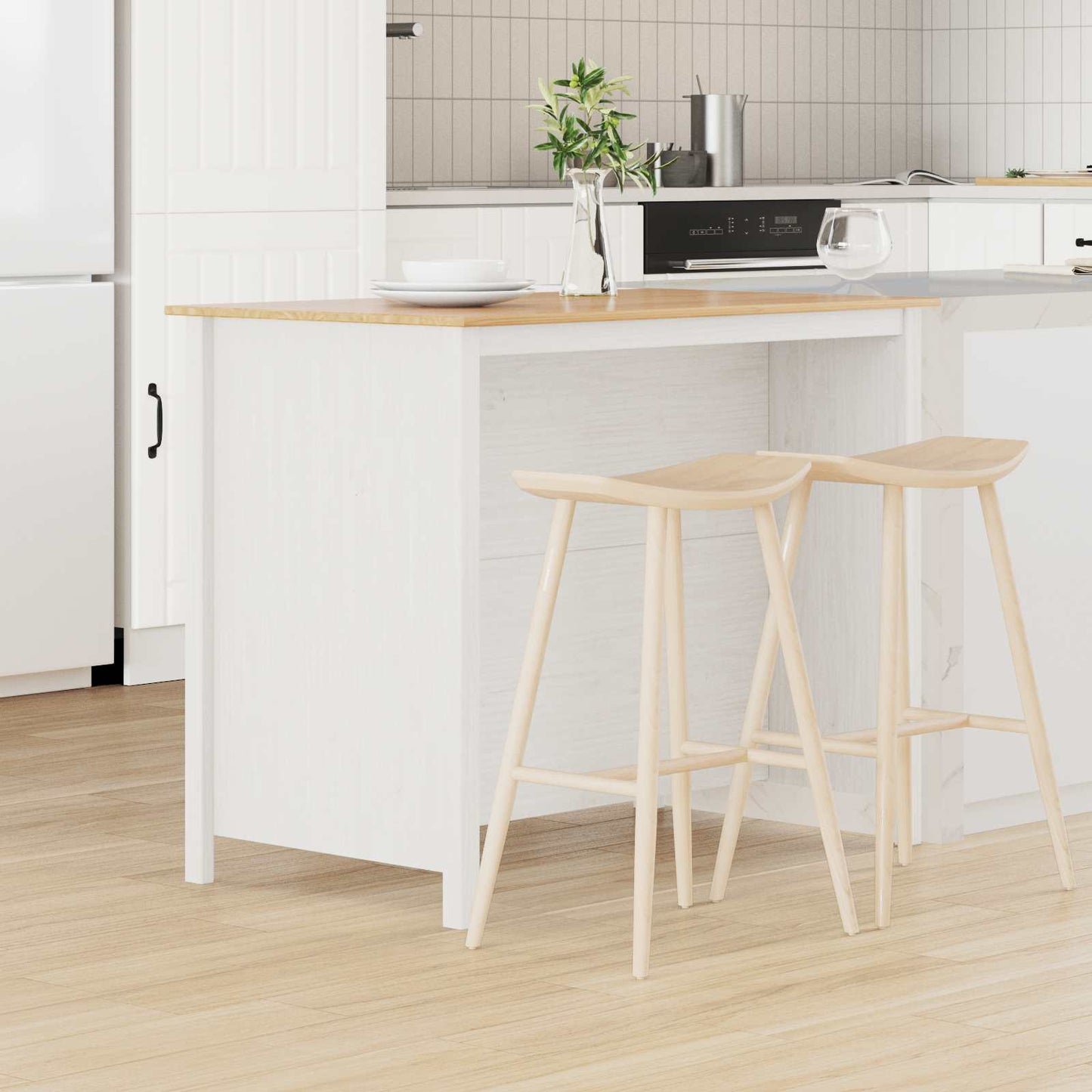 Køkkenøer HILL Hvid 112 x 66 x 90 cm Massivt fyrretræ