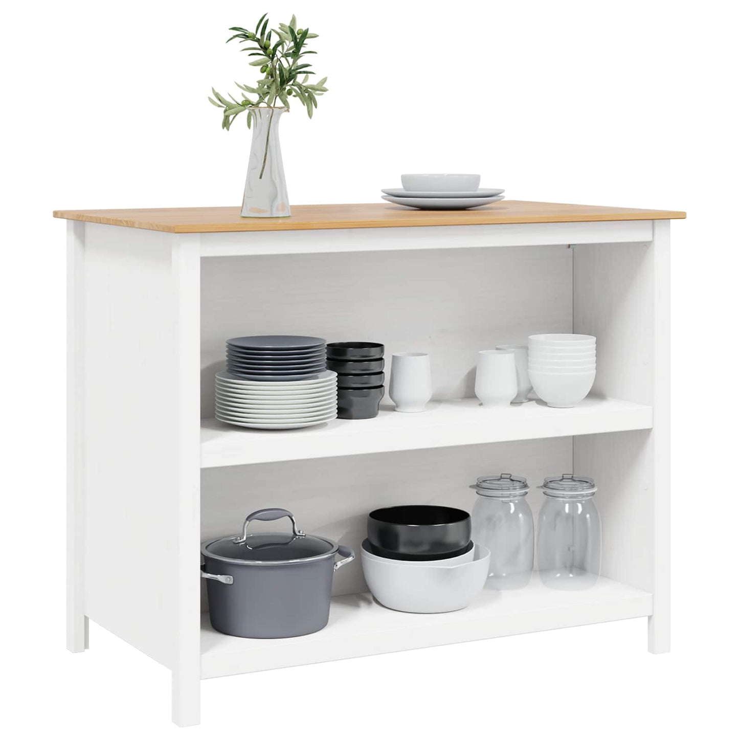 Køkkenøer HILL Hvid 112 x 66 x 90 cm Massivt fyrretræ