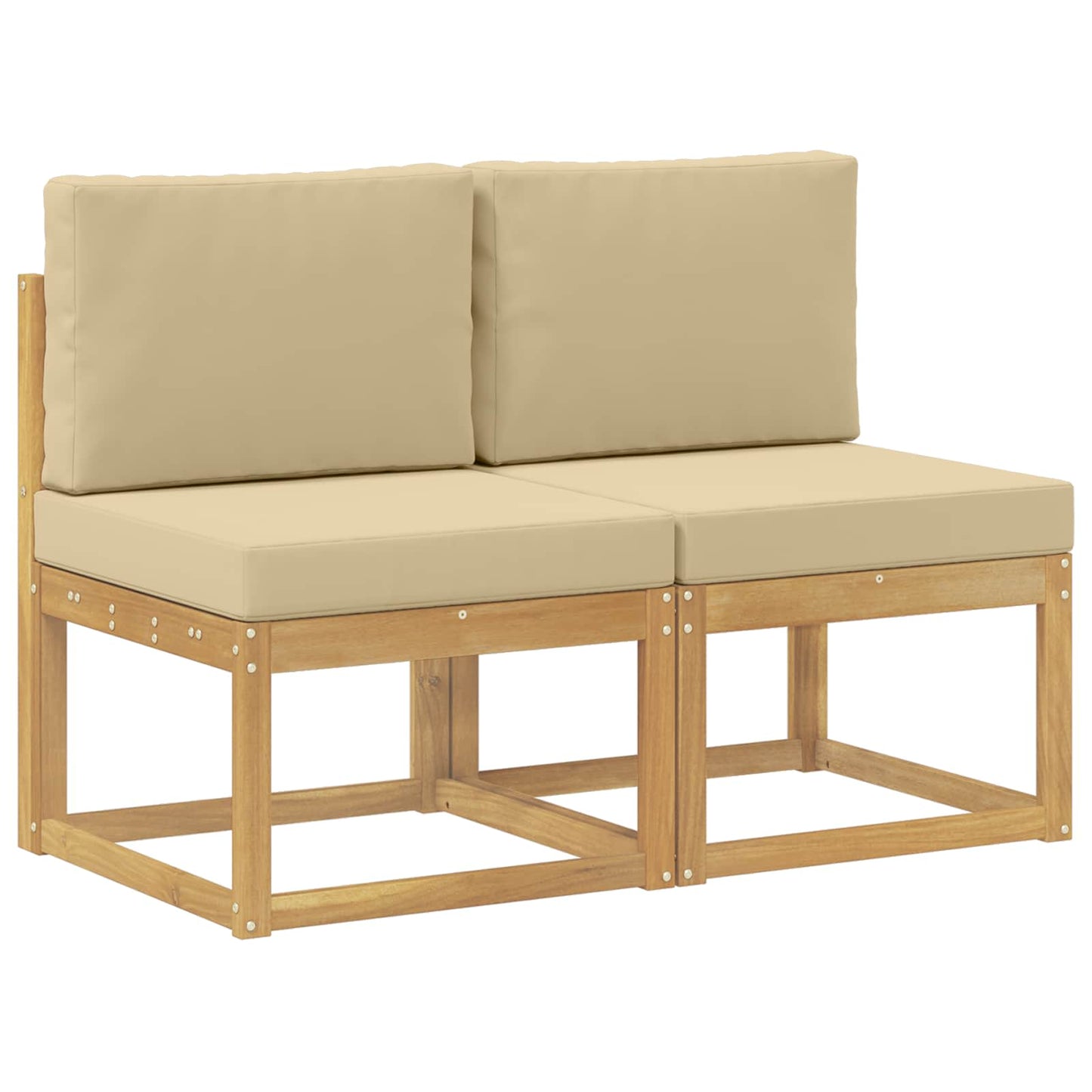 2 Stk Udendørs Mellem Sofa Massivt Akacietræ Hvid