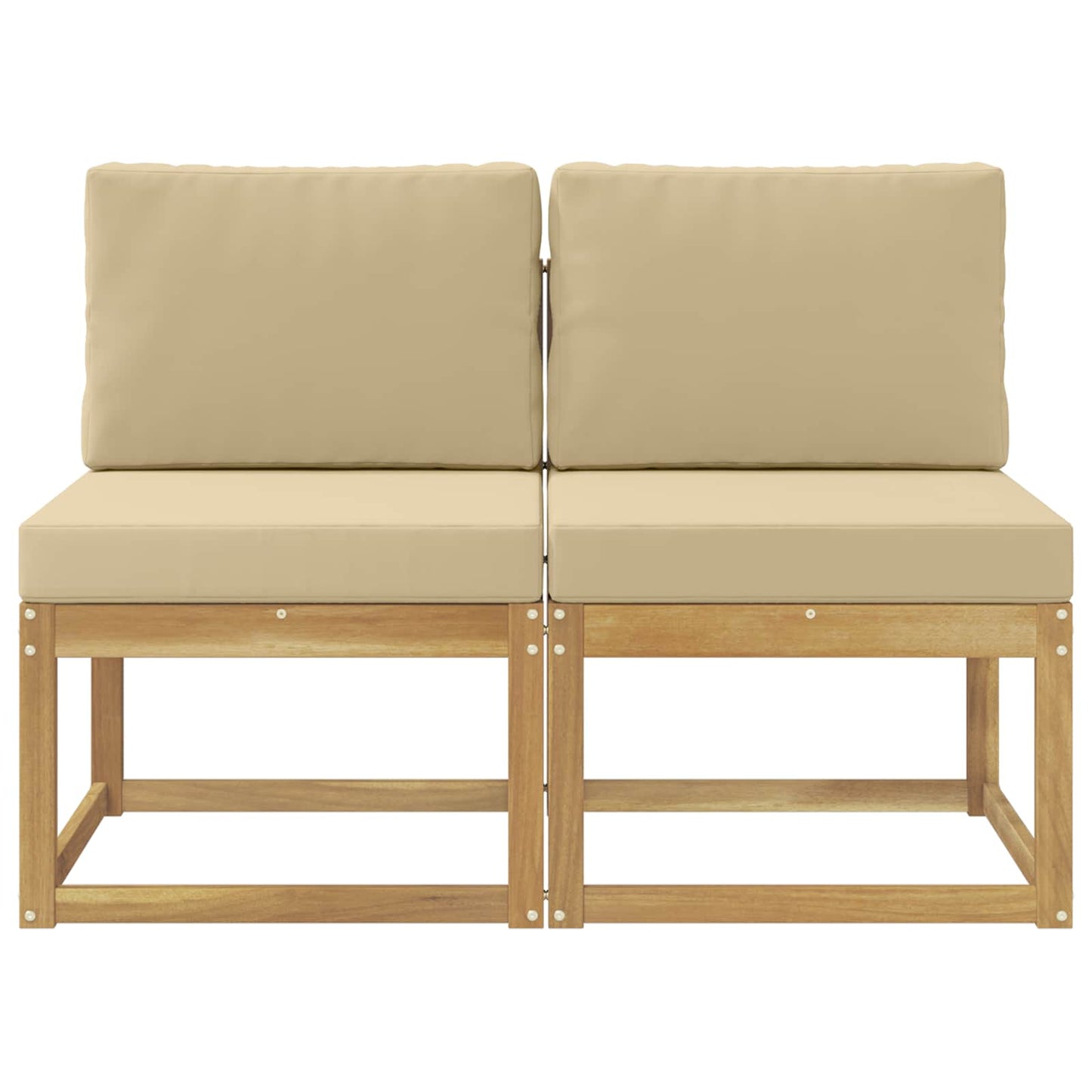 2 Stk Udendørs Mellem Sofa Massivt Akacietræ Hvid