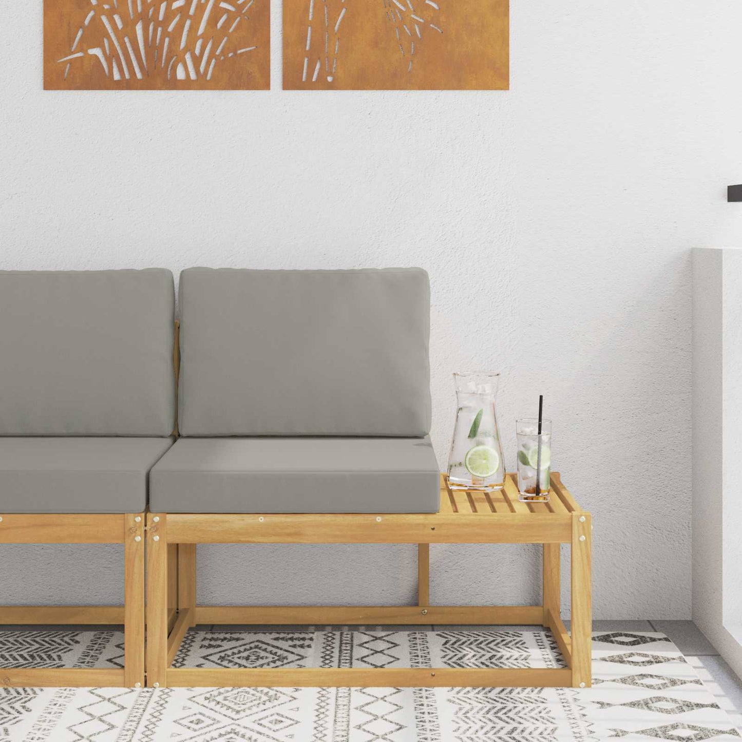 Udendørs Modulsofa Hvid 91 x 63 x 73 cm Massivt Akacietræ
