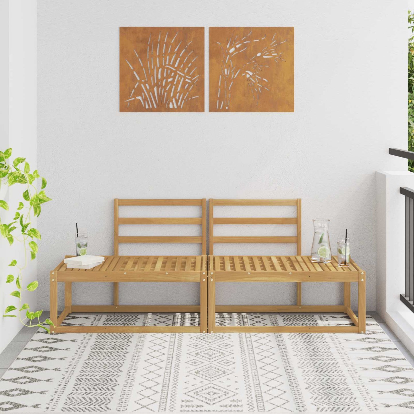 Udendørs Modulsofa 2 Stk Hvid 182,5 x 63 x 73 cm