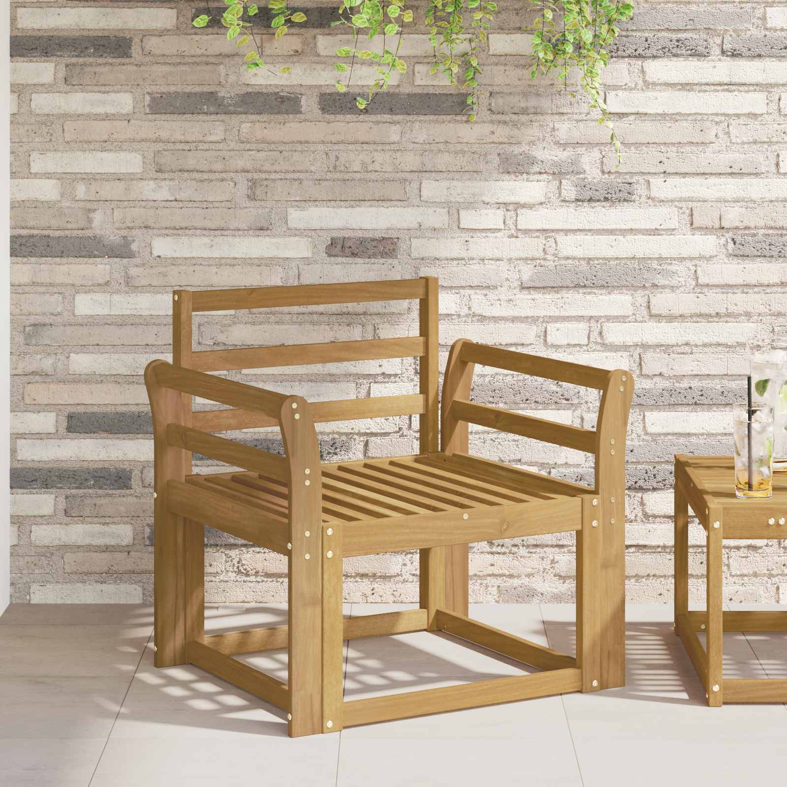 Armlænsmodul 2 pcs Hvid 58,5 x 8,5 x 60 cm Massivt Akacietræ billede