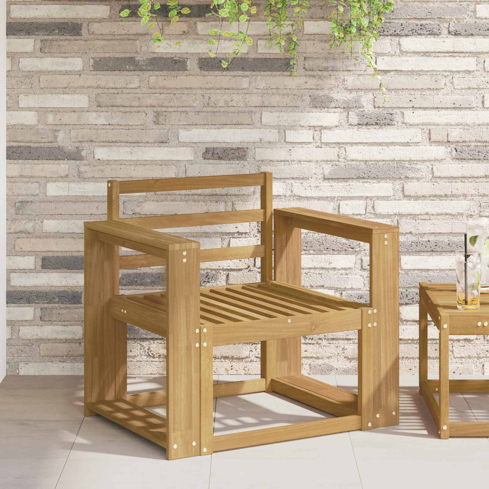 Armlænsmodul 2 pcs Hvid 58,5 x 10 x 61 cm Massivt Akacietræ billede