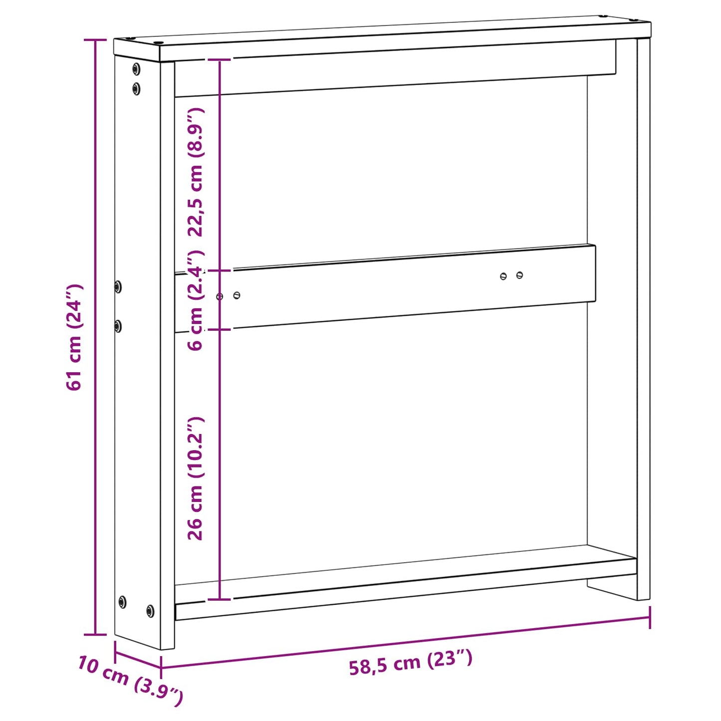 Armlænsmodul 2 pcs Hvid 58,5 x 10 x 61 cm Massivt Akacietræ