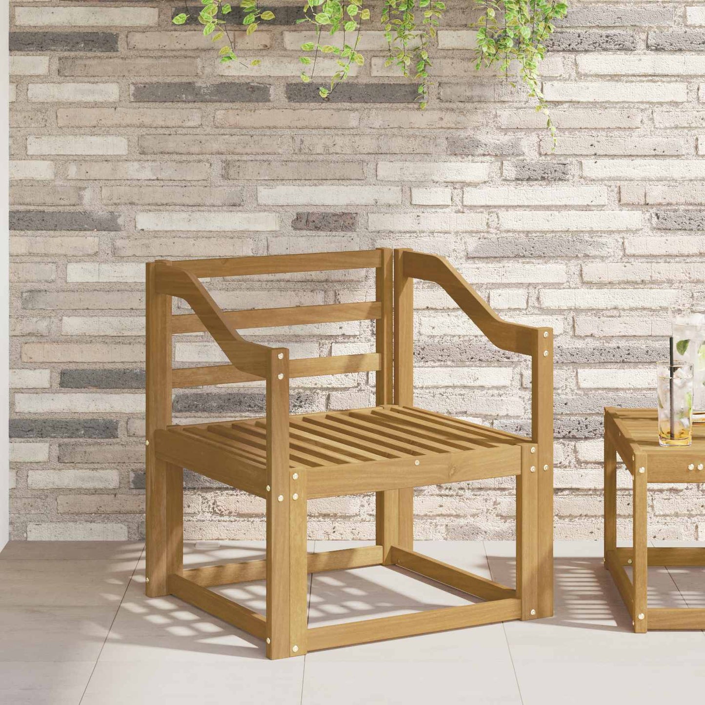 Armlæn modul 2 pcs Hvid 59 x 4 x 73 cm Massivt Akacietræ