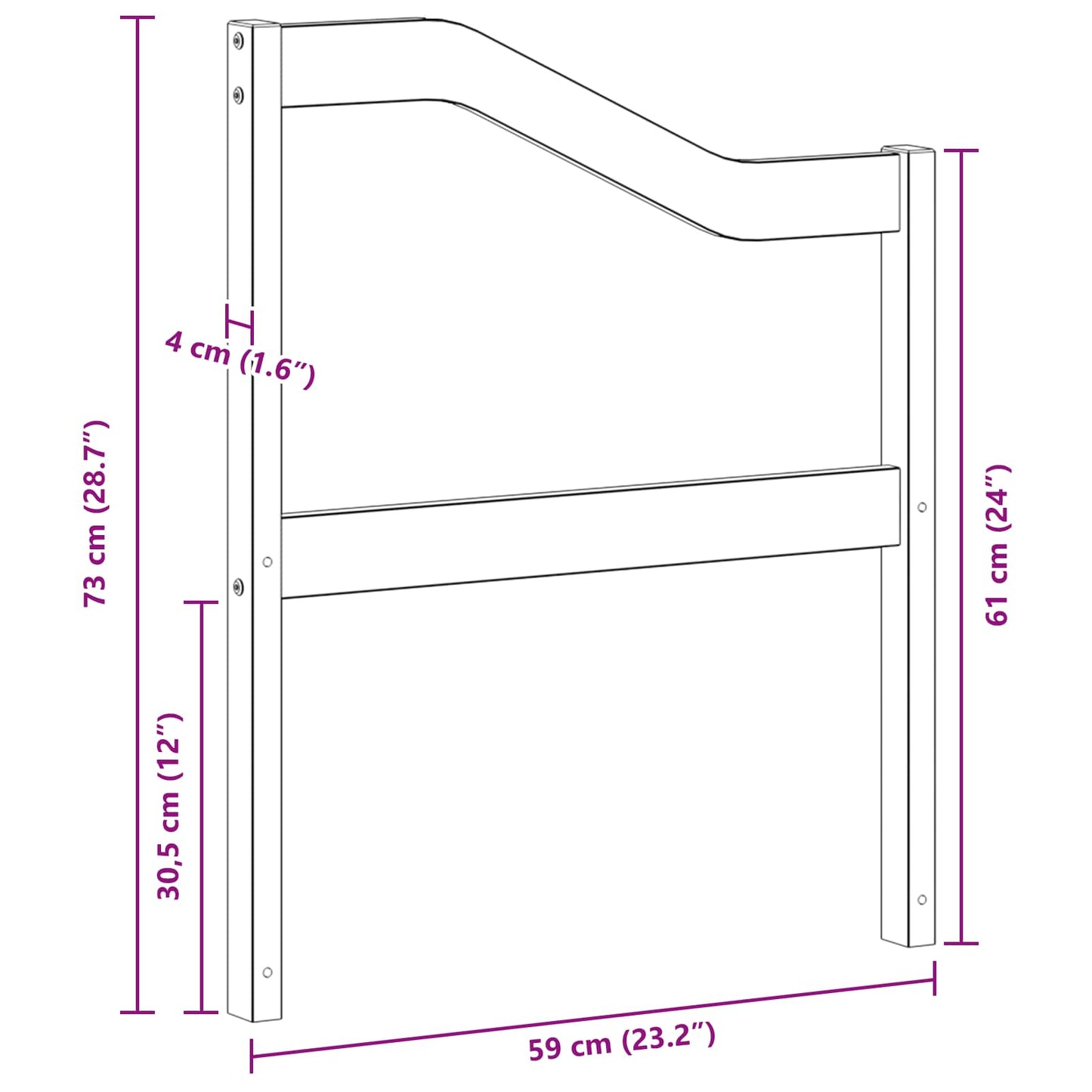 Armlæn modul 2 pcs Hvid 59 x 4 x 73 cm Massivt Akacietræ