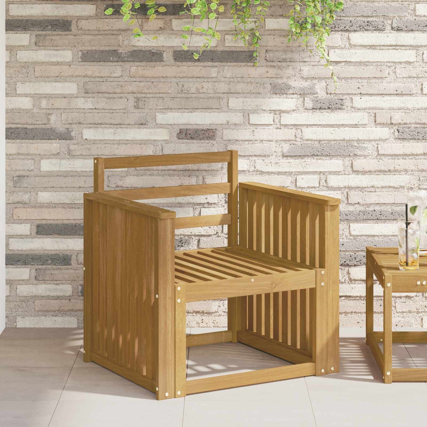 Armlænsmodul 2 pcs Hvid 60 x 6 x 61 cm Massivt Akacietræ