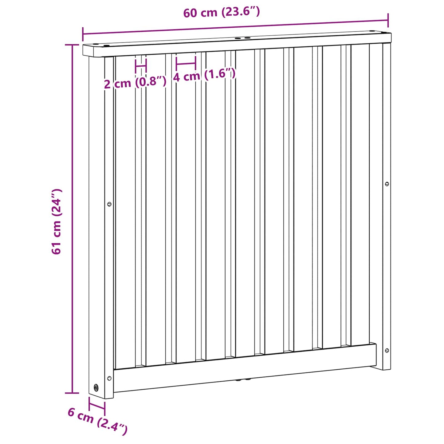 Armlænsmodul 2 pcs Hvid 60 x 6 x 61 cm Massivt Akacietræ