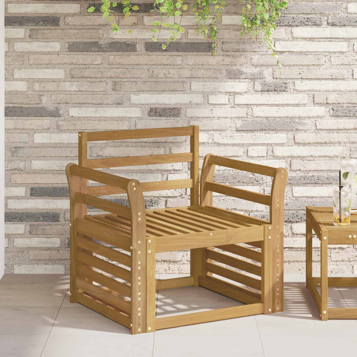 Armlænsmodul 2 pcs Hvid 58,5 x 8 x 60 cm Massivt Akacietræ