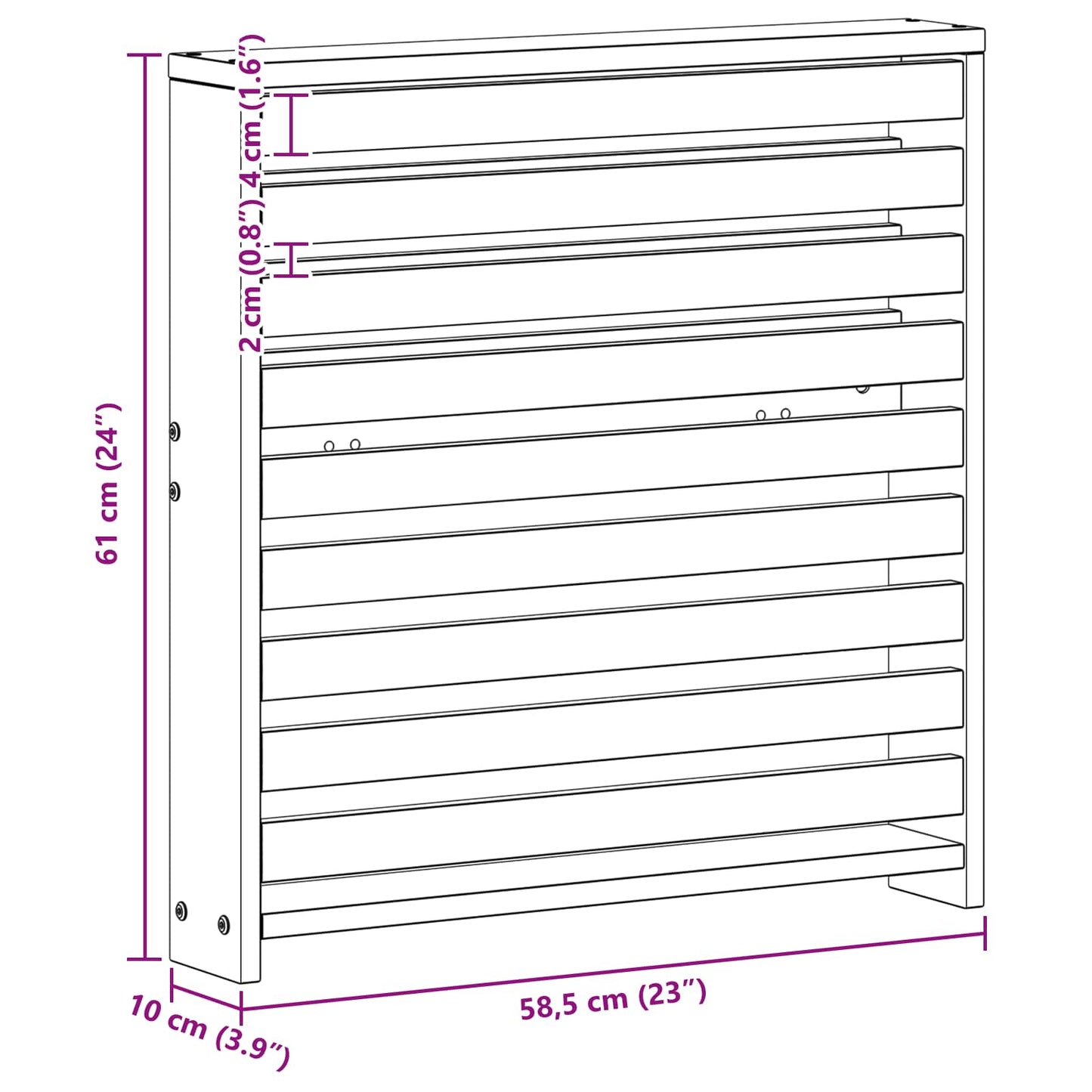 Armlænsmodul 2 pcs Hvid 58,5 x 10 x 61 cm Massivt Akacietræ