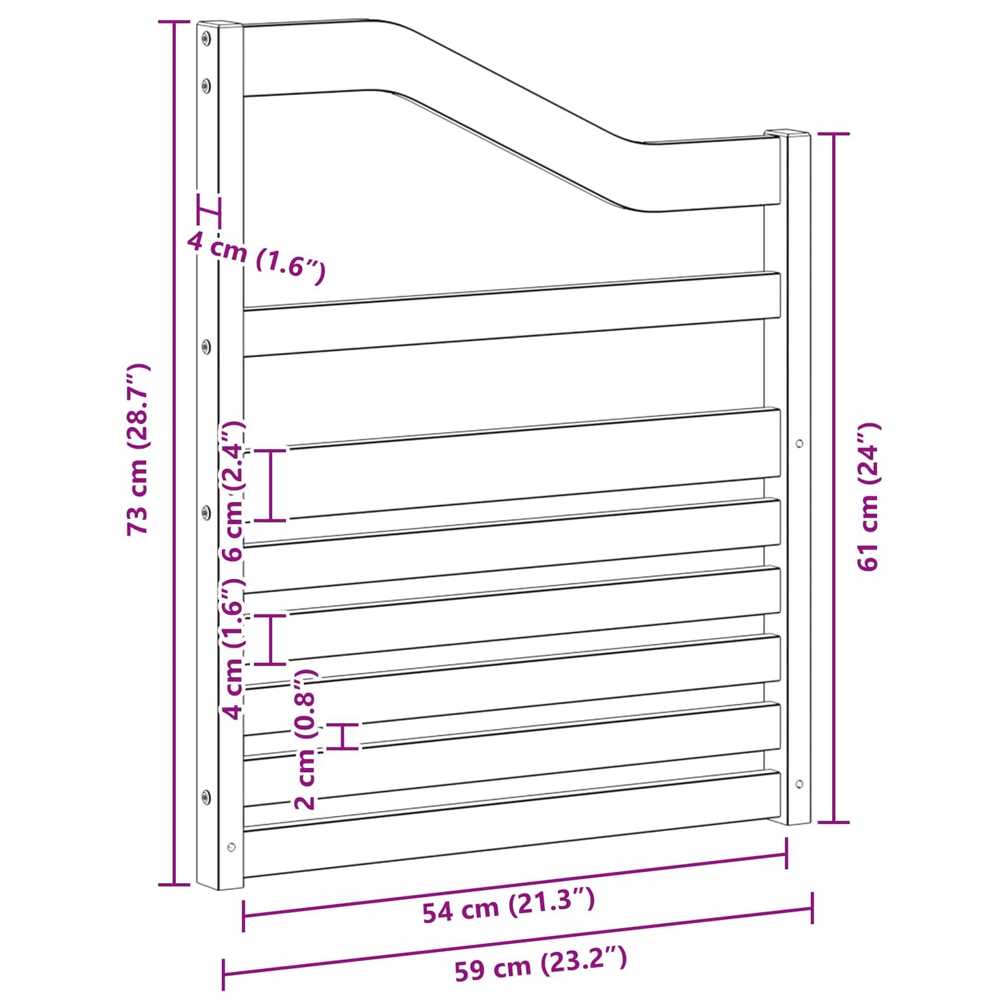 Armlænsmodul 2 pcs Hvid 59 x 4 x 73 cm Massivt Akacietræ