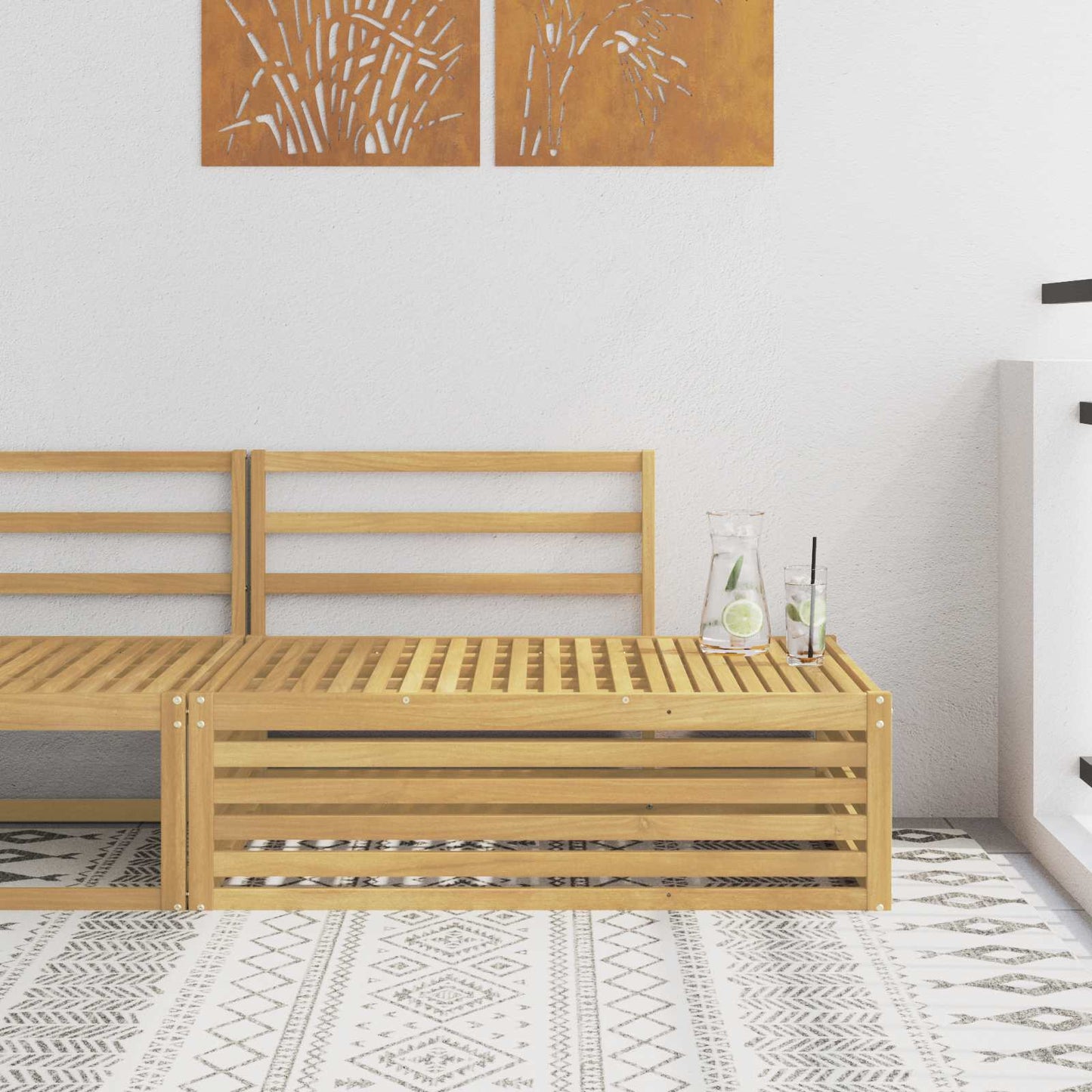 Udendørs end sofa Hvid 115 x 83 x 73 cm Massivt Akacietræ