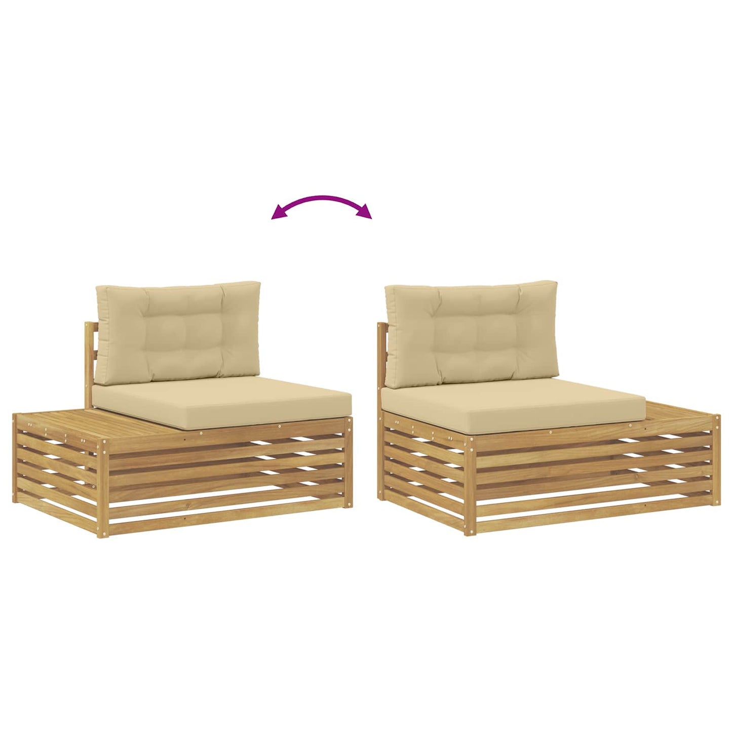 Udendørs Modulsofa Hvid 115 x 83 x 73 cm Massivt Akacietræ