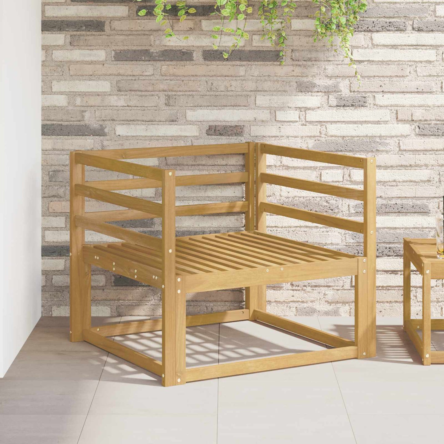 Armlænsmodul 2 pcs Hvid 79 x 4 x 73 cm Massivt Akacietræ