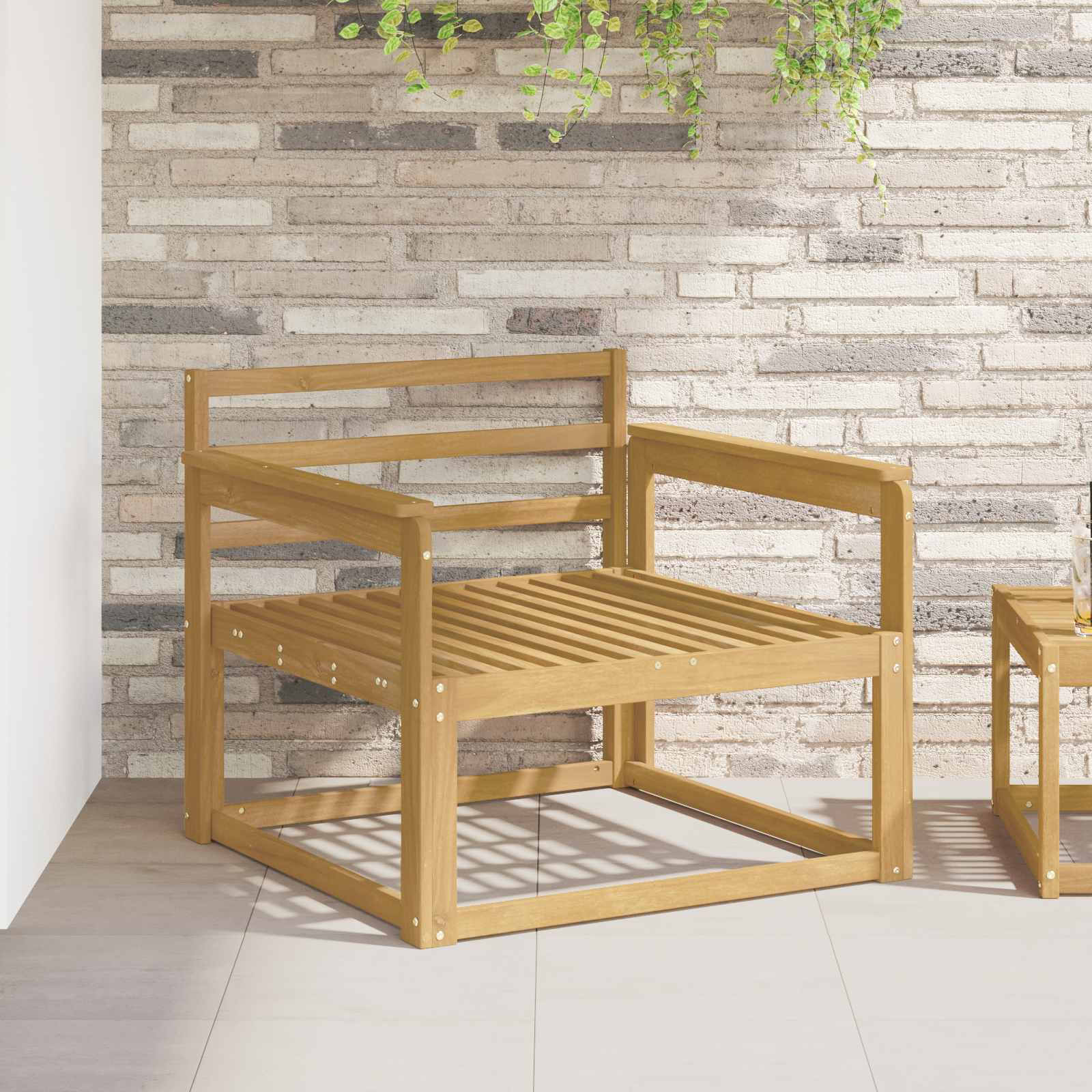 Armlænsmodul 2 pcs Hvid 79 x 6 x 61 cm Massivt Akacietræ billede