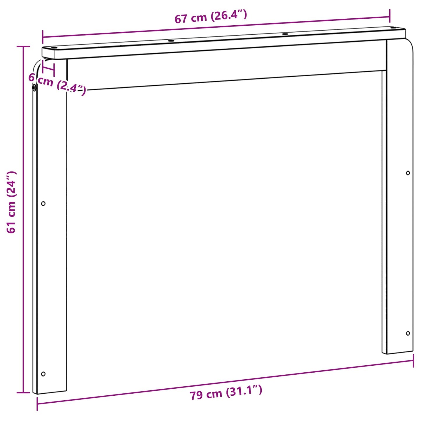 Armlænsmodul 2 pcs Hvid 79 x 6 x 61 cm Massivt Akacietræ