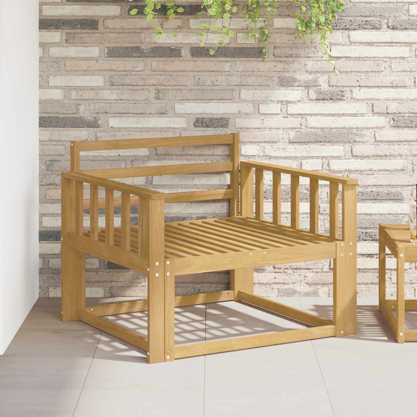 Armlæn Modul 2 pcs Hvid 80 x 6 x 61 cm Massivt Akacietræ