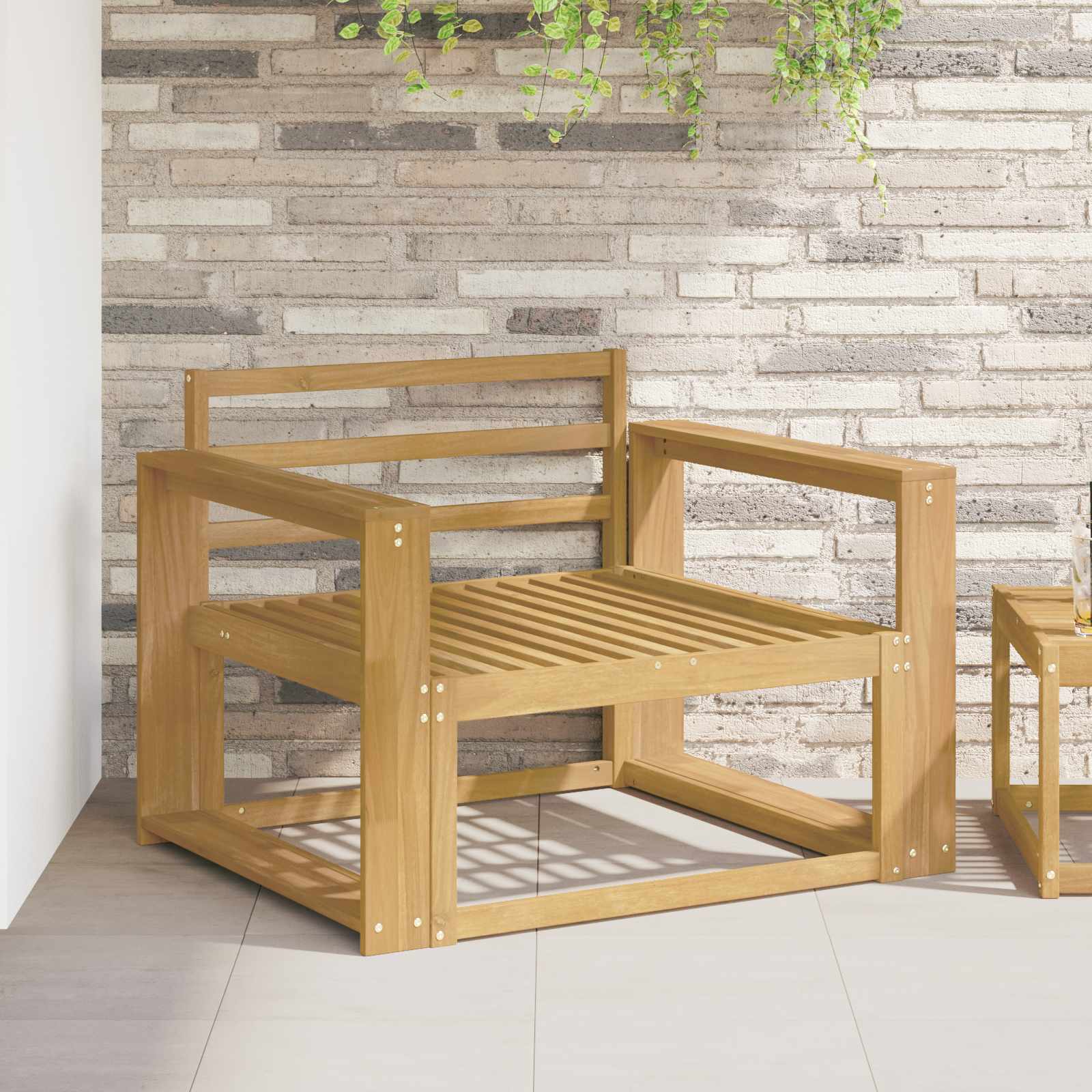 Armlænsmodul 2 stk hvid 78,5 x 10 x 61 cm i massivt akacietræ