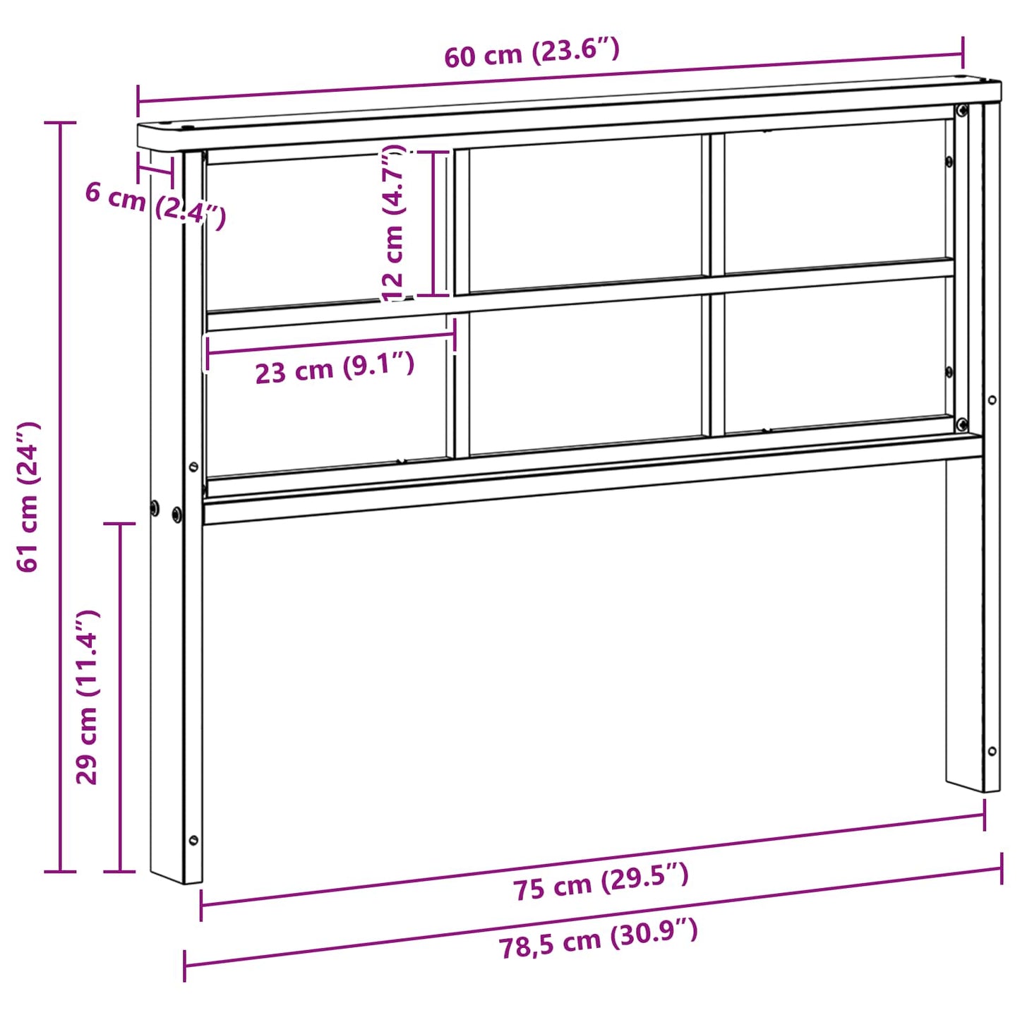 Armlænsmodul 2 pcs Hvid 80 x 6 x 61 cm Massivt Akacietræ