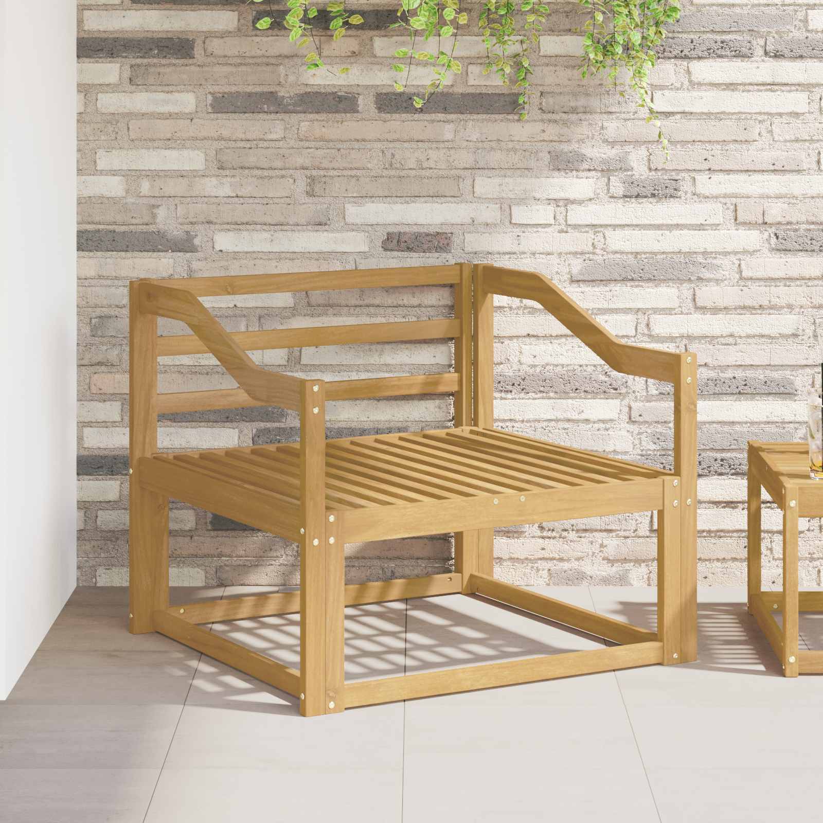 Armlænsmodul 2 pcs Hvid 79 x 4 x 73 cm Massivt Akacietræ billede