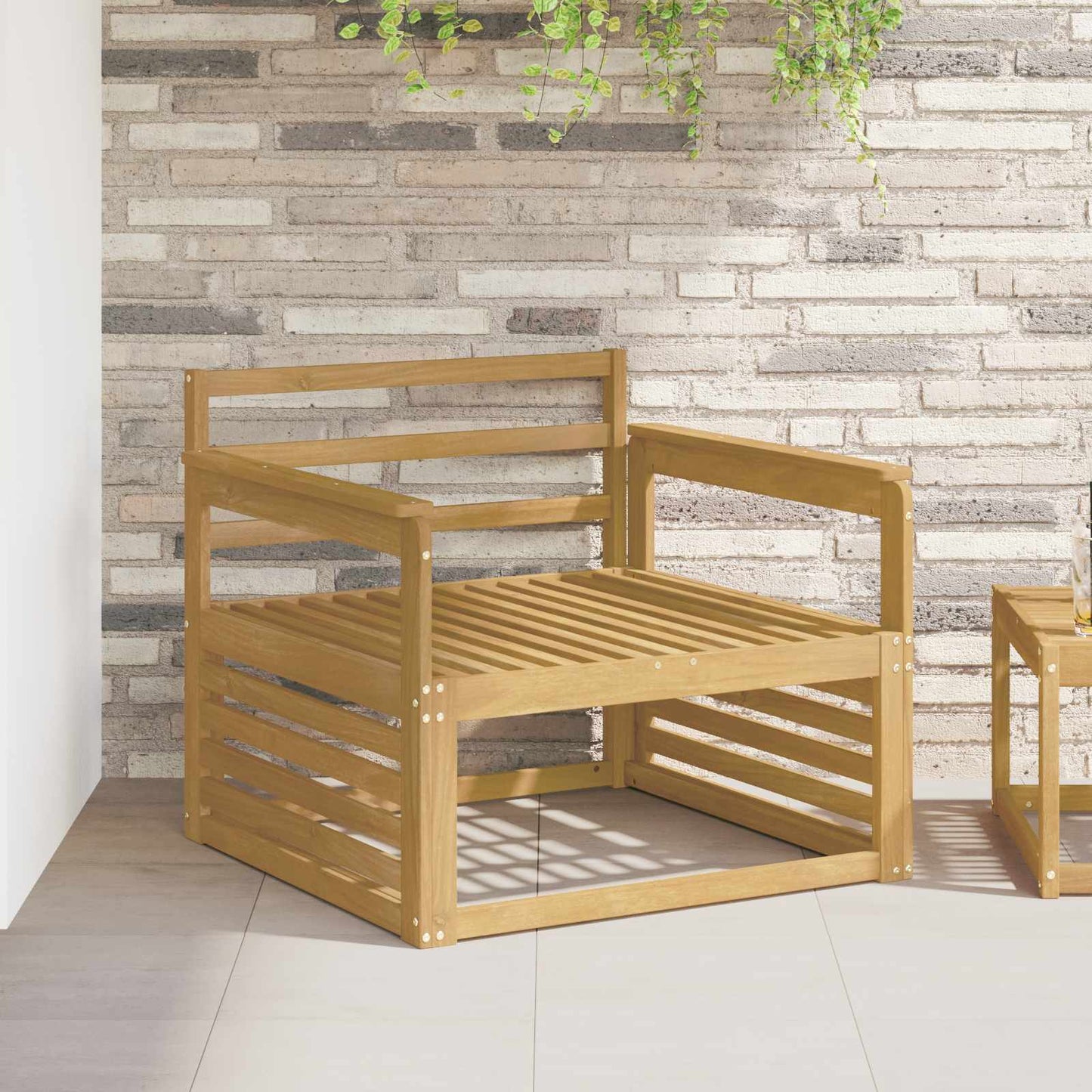 Armlænsmodul 2 pcs Hvid 79 x 6 x 61 cm Massivt Akacietræ