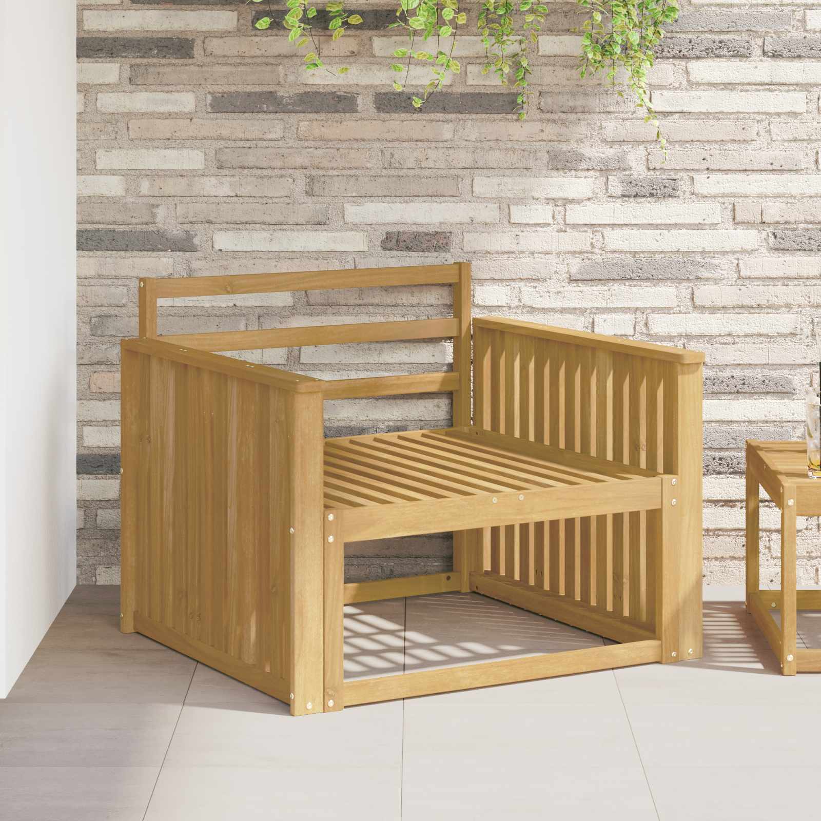 Armlænsmodul 2 pcs Hvid 80 x 6 x 61 cm Massivt Akacietræ billede